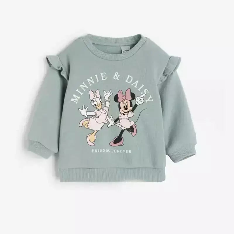 Meninas primavera outono roupas minnie impressão completa moletom + calças 2 pçs esportes casuais novas crianças dos desenhos animados moda manga longa ternos