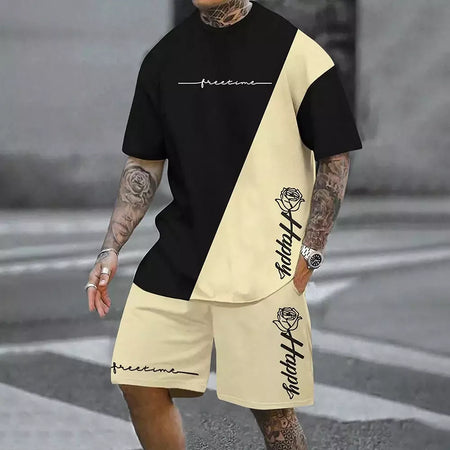 Conjunto de camiseta e shorts casuais masculinos, tops de praia estampados em 3D, moda streetwear, roupas esportivas, estilo havaiano, novo, 2 peças