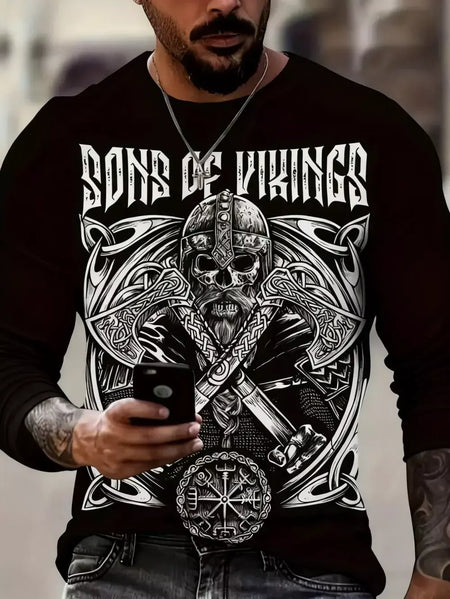 Crânio masculino gráfico t-shirts manga longa esqueleto impressão 3d rua homem t camisa outono o-pescoço casual y2k topo roupas masculinas de grandes dimensões