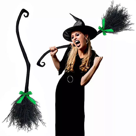 Halloween bruxa vassoura decorações magia plástico assustador prop cosplay adequado para festas de festival masquerade traje eventos adereços