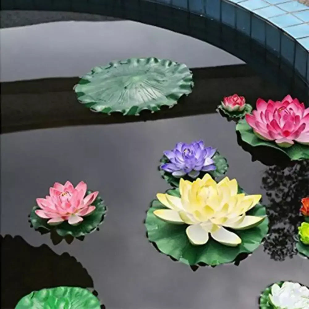 Lifelike Floating Lotus Artificial Flower Decoration, Water Lily, Micro Paisagem para Casamento, Lagoa, Jardim, Decoração de Plantas Falsas, 10pcs