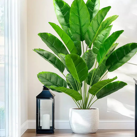 65-125cm/47.2in grande palmeira tropical falso banana planta folhas toque real strelitzia reginae planta de plástico para casa jardim