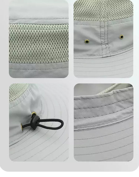 Chapéu de balde para homens e mulheres, protetor solar de pescador, Chapéu Panamá Sol, Rede Respirável de Pesca, Chapéu Grande de Secagem Rápida, Chapéu Caminhada