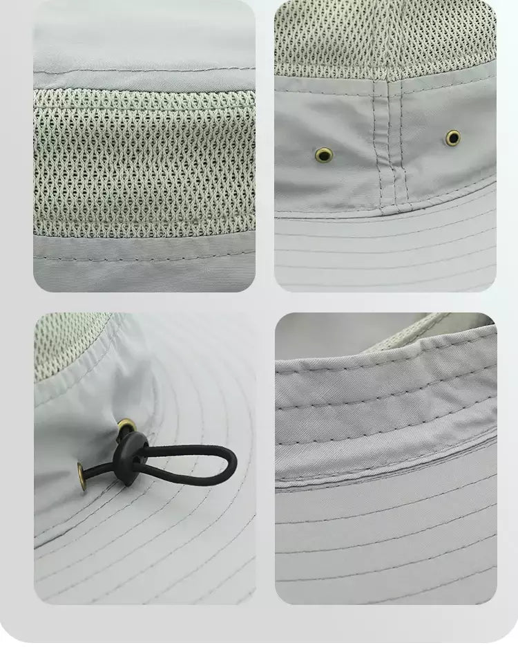 Chapéu de balde para homens e mulheres, protetor solar de pescador, Chapéu Panamá Sol, Rede Respirável de Pesca, Chapéu Grande de Secagem Rápida, Chapéu Caminhada