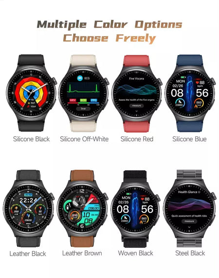 2026 novo relógio inteligente masculino feminino exame micro-físico ecg + ppg oxigênio no sangue ácido úrico pressão arterial safira smartwatch masculino