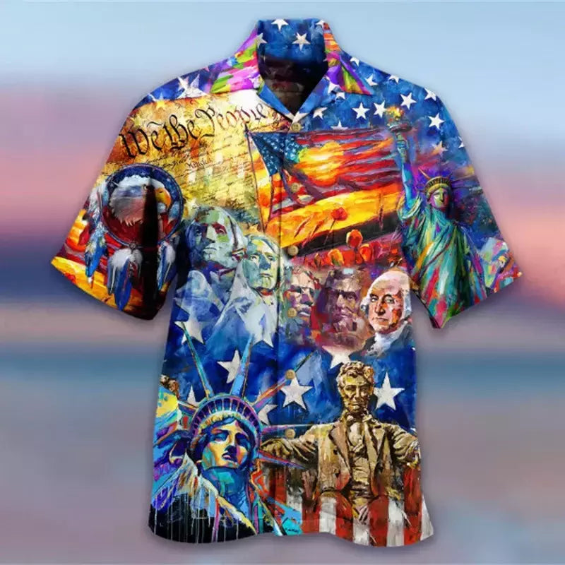 Camisa havaiana com estampa 3D masculina papagaio, blusa de praia casual manga curta, camisa lapela vocacional, moda menino