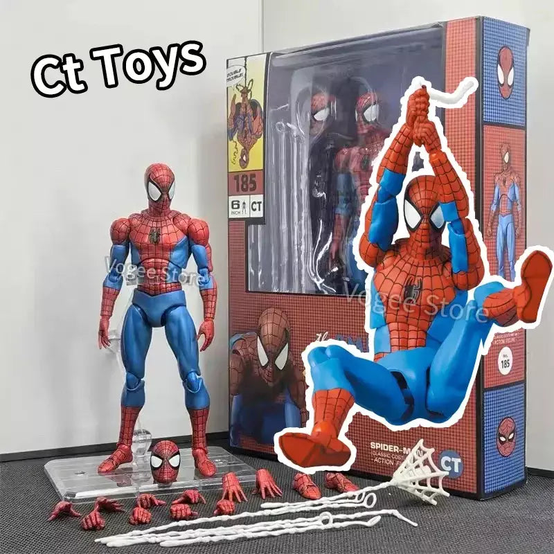 Ct brinquedos homem aranha mafex 185 clássico traje anime figura ver milhas morales 2099 homem-aranha figura de ação estatueta brinquedos crianças presente