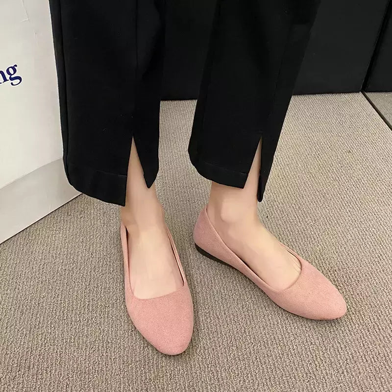 Sapatilhas de camurça falsa para mulheres, sapatos de barco, mocassins pretos, cor doce, senhoras, novo estilo, 2024