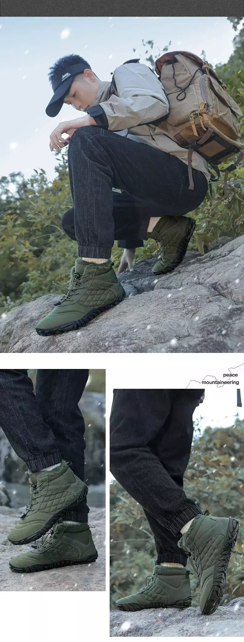 2024 novas botas de inverno para homens neve descalço mulheres ao ar livre antiderrapante pele quente tênis casuais plus size botas de tornozelo sapatos de caminhada