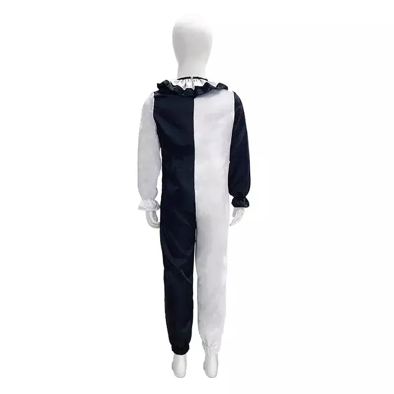 Crianças meninos meninas terrifier 3 cosplay coringa traje com máscara chapéu macacão halloween palhaço vestido criança bodysuit roupas de carnaval