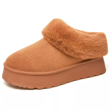Botas de neve de fundo grosso feminino outono inverno novo estilo casual quente velo forrado pão sapato de algodão transfronteiriço