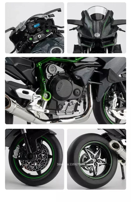 1:12 kawasaki h2r bwm s1000rr liga motocicleta brinquedos diecast carro em miniatura roda dianteira direção moto crianças presente de natal