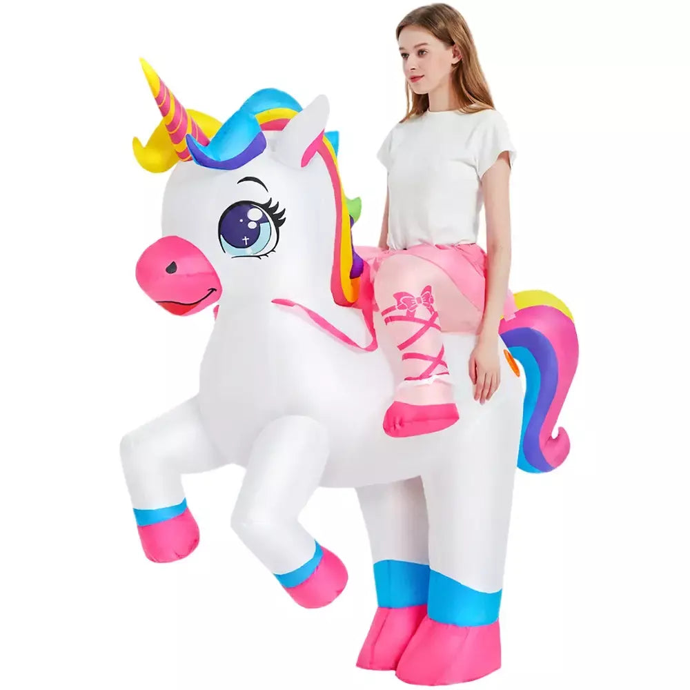 Vestuário colorido unicórnio animal trajes infláveis terno anime purim halloween carnaval festa cosplay traje para crianças adultas
