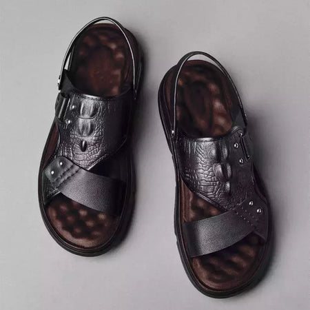 Oulylan-Sandálias masculinas clássicas de couro, sapatos romanos confortáveis, sapatos macios, calçados para caminhadas ao ar livre, verão