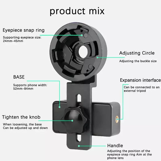 Spotting scope smartphone câmera adaptador telescópio câmera adaptador de telefone celular montagem para binocular monocular alinhado rápido