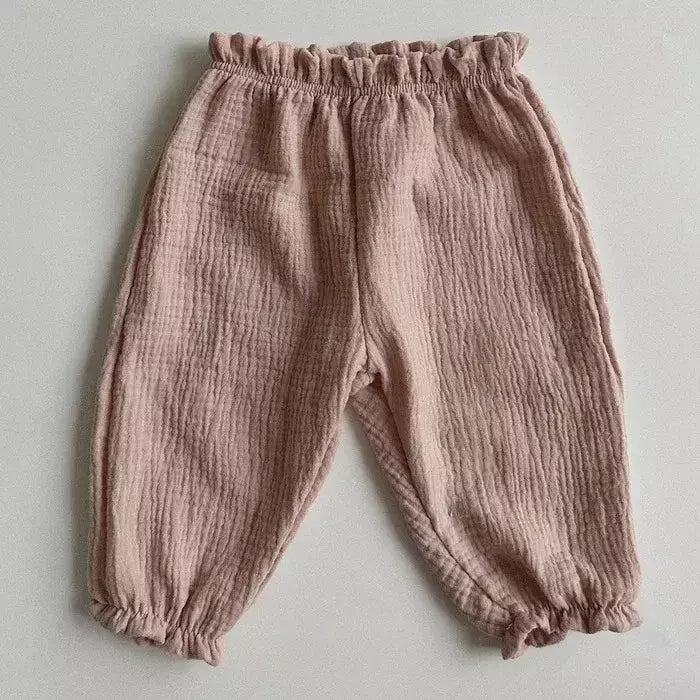 Calças de bebê de algodão orgânico recém-nascidos outono primavera verão inverno bonito impressão macia musselina roupas calças pantalons capris