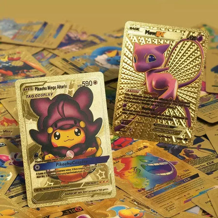 Cartão de folha de ouro colorido pokemon charizard pikachu arceus prata preto arco-íris inglês francês alemão espanhol vstar gx vmax cartões