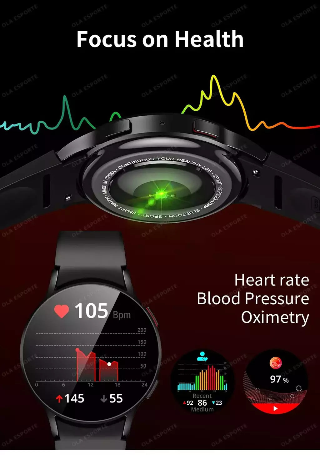 Samsung-Galaxy Smartwatch para homens e mulheres, monitoramento de saúde AMOLED, relógio impermeável, assistente de voz, chamada Bluetooth, relógio inteligente, 2022