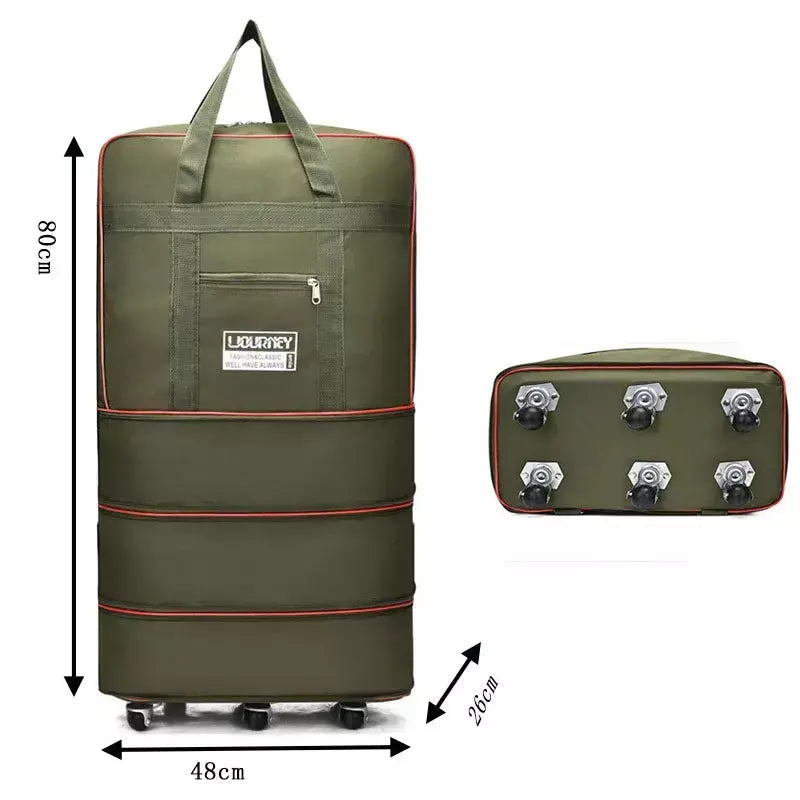 Bolsa de viagem dobrável, compartimento de bagagem, caixa de armazenamento de roda giratória, bolsa de bagagem telescópica de grande capacidade, bolsa noturna