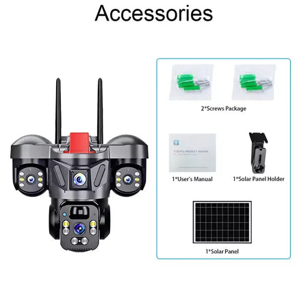 Kerui v380 pro ao ar livre ptz 6mp wifi 4g câmera solar de segurança em casa lente tripla câmera painel solar cctv vigilância vídeo