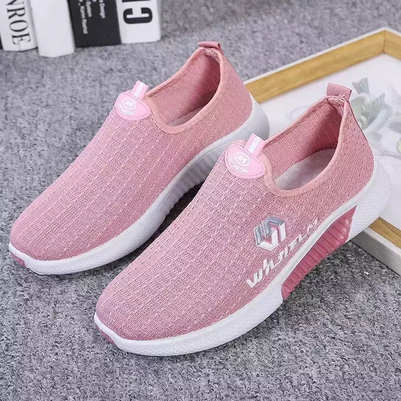 Tênis casual de malha respirável feminino, tênis de fundo macio, tênis de coco na moda, verão, novo