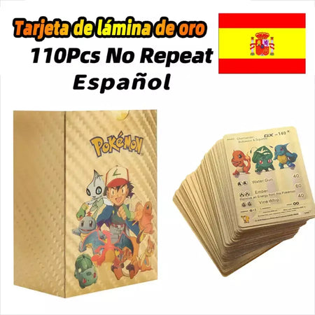 Novo 27-110 pçs cartas pokemon cartões francês inglês espanhol alemão folha de ouro silve cartões charizard vmax gx jogo coleção cartão
