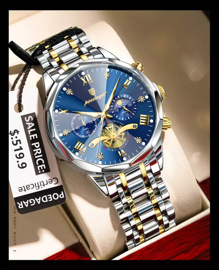 Poedagar luxo relógio masculino topo original à prova dwaterproof água luminosa cronógrafo homem relógio de pulso aço inoxidável quartzo relógios masculinos reloj