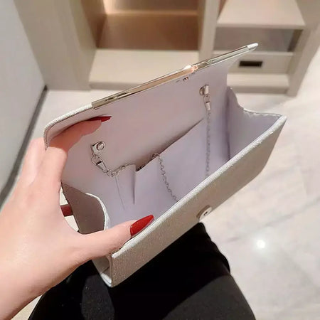 Bolsa de noite prateada dourada para mulheres, moda elegante, embreagem de banquete, bolsa de ombro feminina, festa de casamento