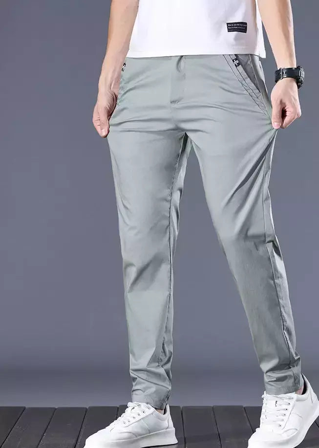 Calça reta masculina de alfaiataria social, calça masculina de algodão, para cima fina e casual, calça empresarial chinesa, clássica, para cima, verão