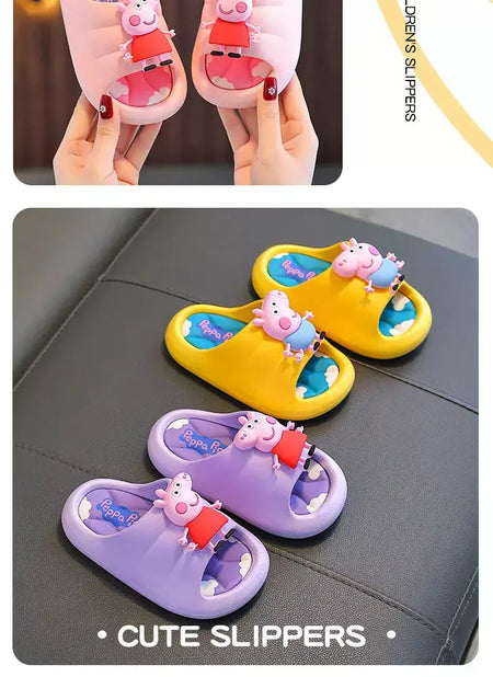 Peppa Pig Sandálias femininas de verão 2025 Novo estilo antiderrapante chinelos de banho internos para crianças em casa