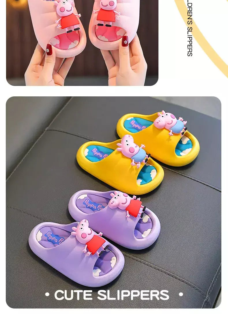 Peppa Pig Sandálias femininas de verão 2025 Novo estilo antiderrapante chinelos de banho internos para crianças em casa