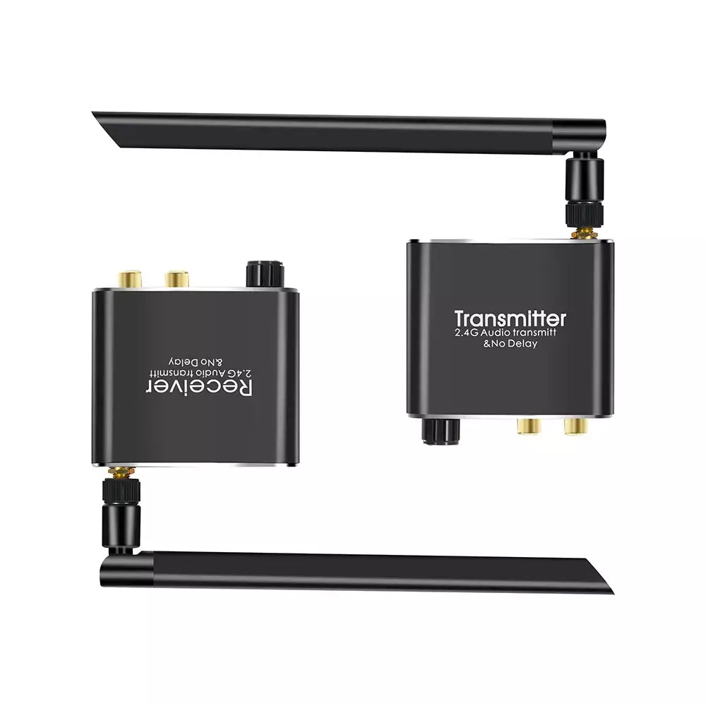 Transmissor e receptor de música de áudio wi-fi sem fio AIXXCO 50M 2.4G com adaptador de áudio sem fio R/L RCA de 3,5 mm