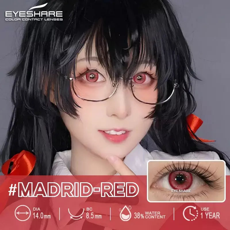 AMARA 1 par de lentes de contato coloridas para olhos, lentes azuis para cosplay de anime, lentes coloridas roxas, rosa y2k, lentes vermelhas coloridas