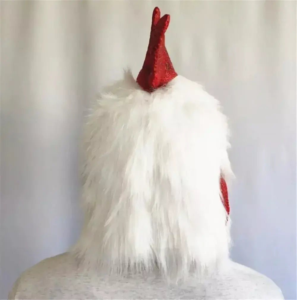 Adereços de galo branco máscara de frango louco dia dos tolos de abril fantasia festa cabeça de animal adereços cosplay acesso de carnaval