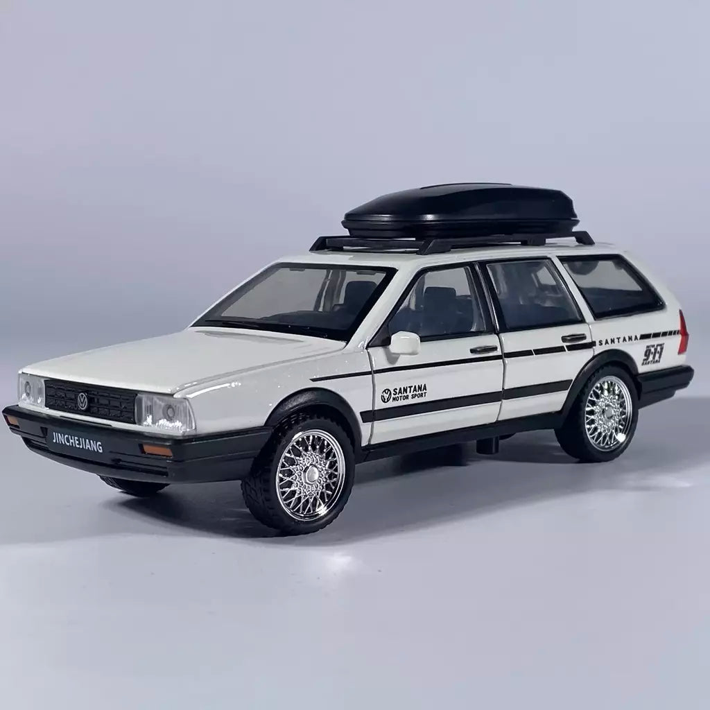 1:32 volkswagenwerk santana wagon liga de metal diecast modelo carro som & luz puxar para trás simulação clássica coleção hobby presente