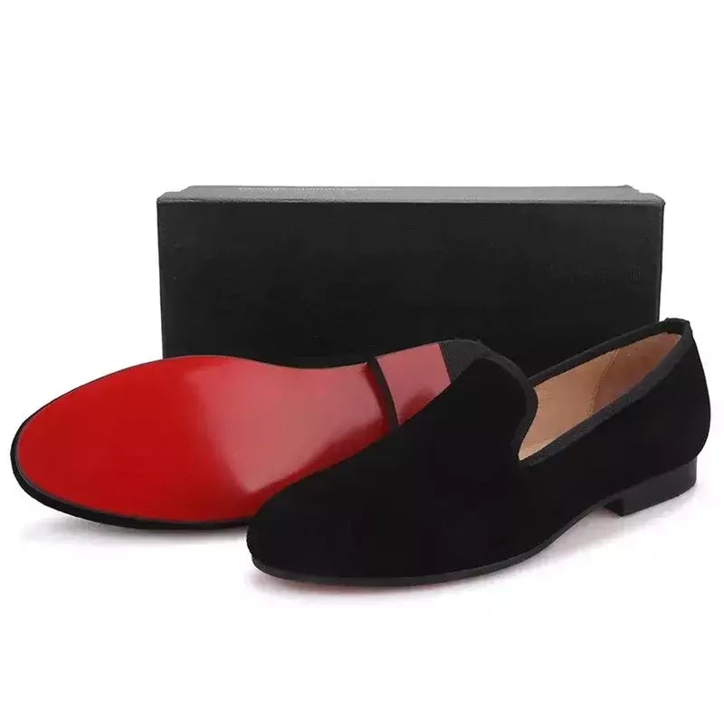 Sapatos de fundo vermelho para homens, mocassins masculinos, sapatos de vestido de festa com deslizamento sólido, novos, tamanho 38-48