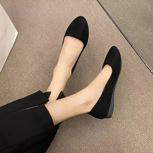 Sapatilhas de camurça falsa para mulheres, sapatos de barco, mocassins pretos, cor doce, senhoras, novo estilo, 2024