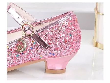 Meninas sapatos crianças salto alto glitter sandálias de cristal moda fivela crianças princesa sapato dança estudante desempenho sapatos de couro