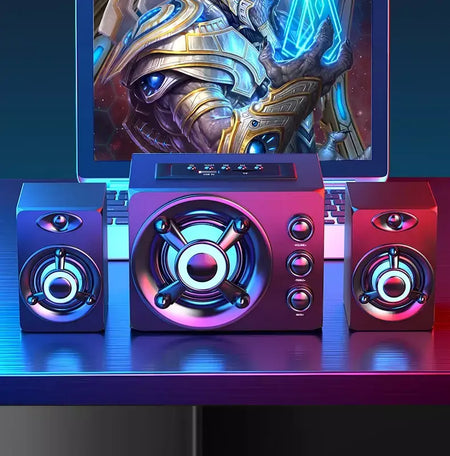 Alta-falantes estéreo 3d de alta fidelidade colorido led luz pesada aux usb com fio sem fio bluetooth áudio home theater barra de som surround tv