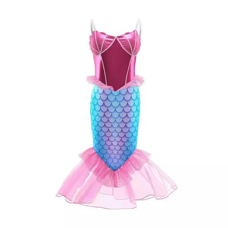 Meninas escala roxa princesa sereia ariel cosplay vestido de halloween vestido de festa de aniversário meninas verão praia vestido de férias