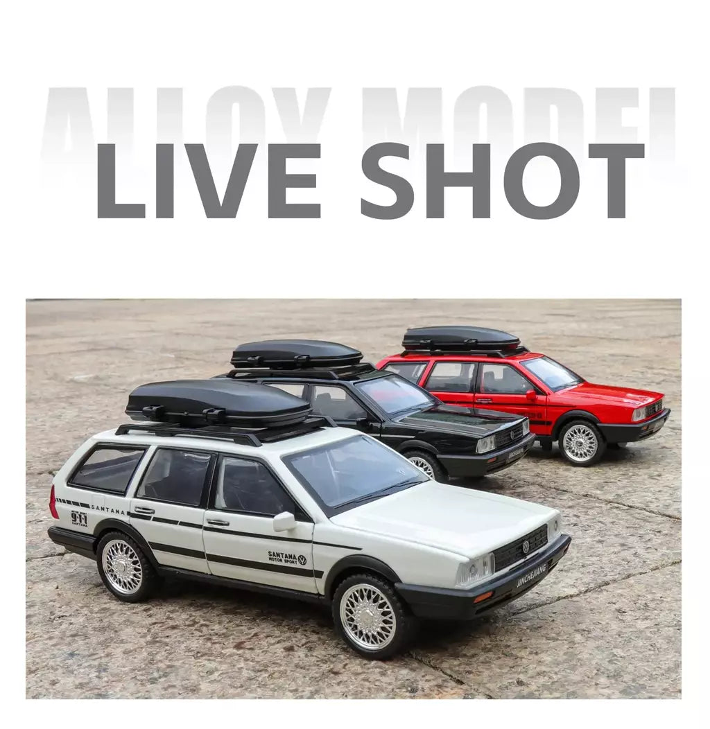 1:32 volkswagenwerk santana wagon liga de metal diecast modelo carro som & luz puxar para trás simulação clássica coleção hobby presente