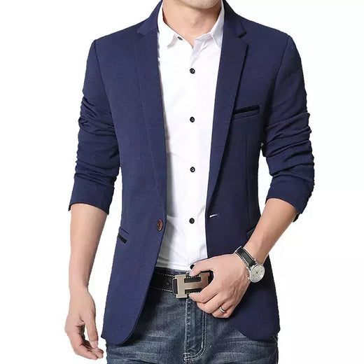 Blazers casuais de peito único masculino, jaqueta justa, escritório comercial e social, marca de moda, primavera e outono, 5XL