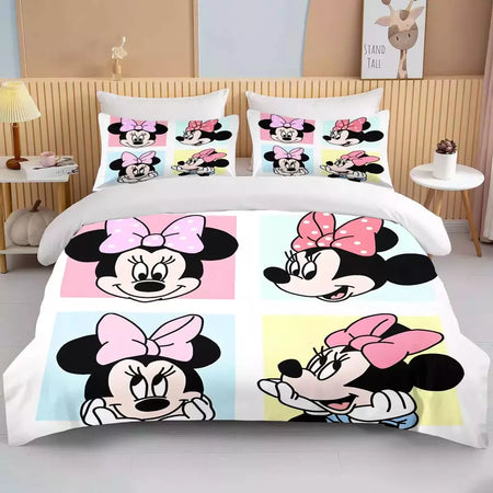 Disney-Minnie Mouse Impresso Conjunto de Cama para Crianças e Adultos, Capa de Edredão, Consolador, Fronha, Rosa, Rei, Amor, Desenhos Animados, Meninos, Meninas, Adultos, Presente