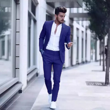 Ternos casuais masculinos de negócios para casamento, smoking masculino, terno de negócio justo, lapela de pico, Terno, traje masculino, 2 peças