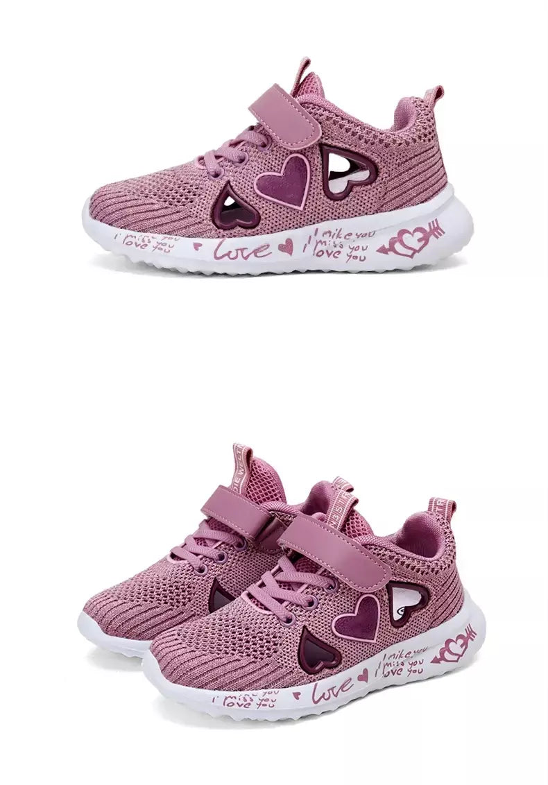 Meninas sapatos casuais luz malha tênis crianças verão primavera outono tenis bonito esporte dos desenhos animados feminino correndo meia calçado