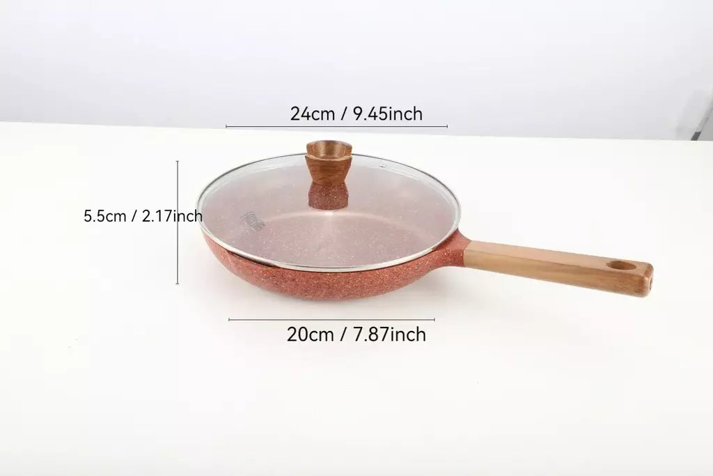 Donnor frigideira de granito 20/24/28cm, frigideira de pedra médica, frigideira de omelete saudável, não tóxica com alça resistente ao calor