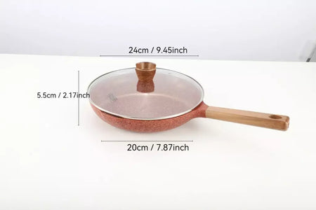 Donnor frigideira de granito 20/24/28cm, frigideira de pedra médica, frigideira de omelete saudável, não tóxica com alça resistente ao calor