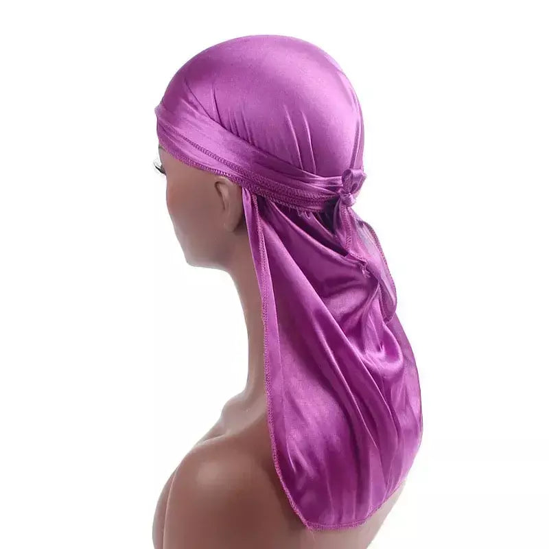Elasticidade baotou boné faixas de cabelo simulação sedosa durag cauda longa chapéu pirata bandana turbante para crianças criança fita acessórios