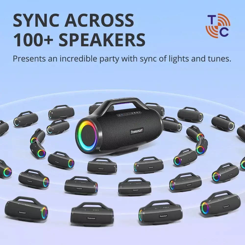 [do Brasil] caixa de som bluetooth Tronsmart Bang Max Alto-falante 130W com 3 Way Sistema de Som, 30h playtime, Sync Up 100 + alto-falantes, Controle APP