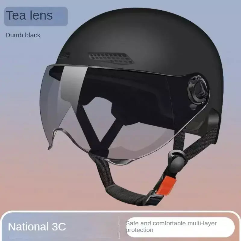 Capacete de segurança de bicicleta 3C certificado masculino e feminino adulto crianças dos desenhos animados bicicleta elétrica motocicleta meio capacete com óculos